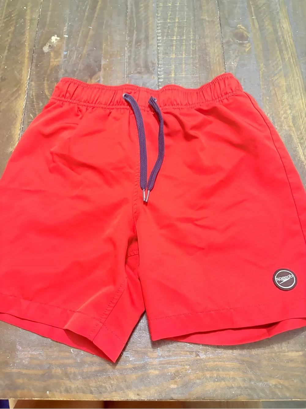 Speedo Men's Bright Red Swim Shorts with Navy Drawstring